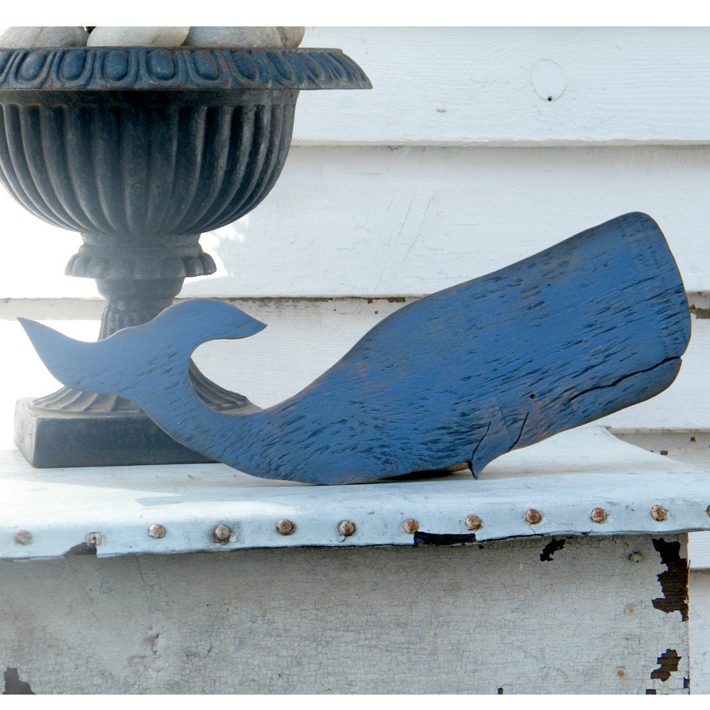 Moby Blue Sperm Whale Fish Ocean Nautical Decor Coastal Beach Decor