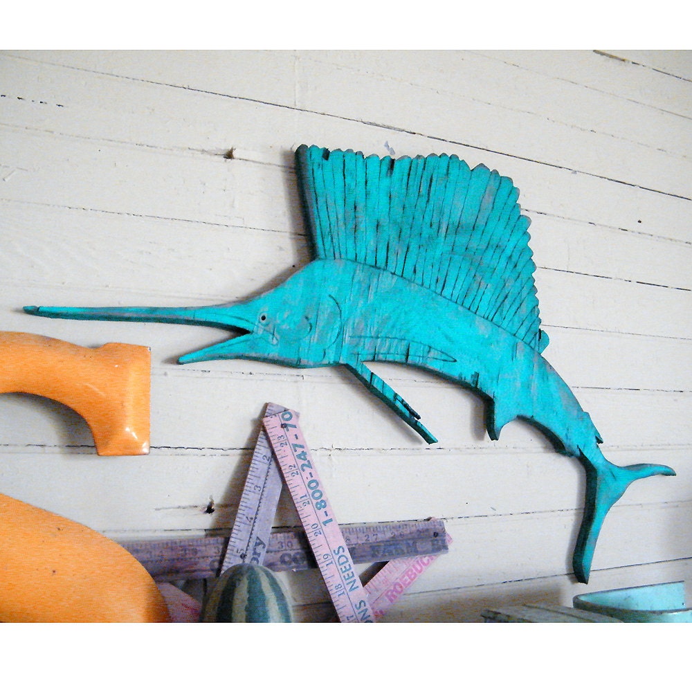 Sailfish Beach Decor Wood Sign Sail Fish Ocean Wood Sign Deep Sea Fishing Soild Color
