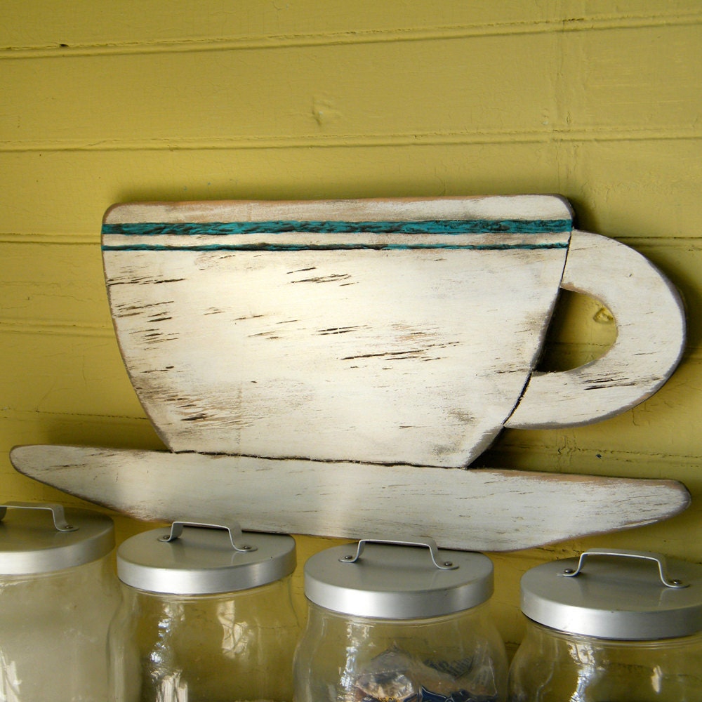 Diner Cup Sign Wood Kitchen Sign Distressed Retro Decor Wood Coffee Cup Sign