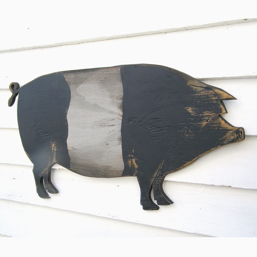 Belted Pig Sign Country Pig Saddleback Pig Wooden