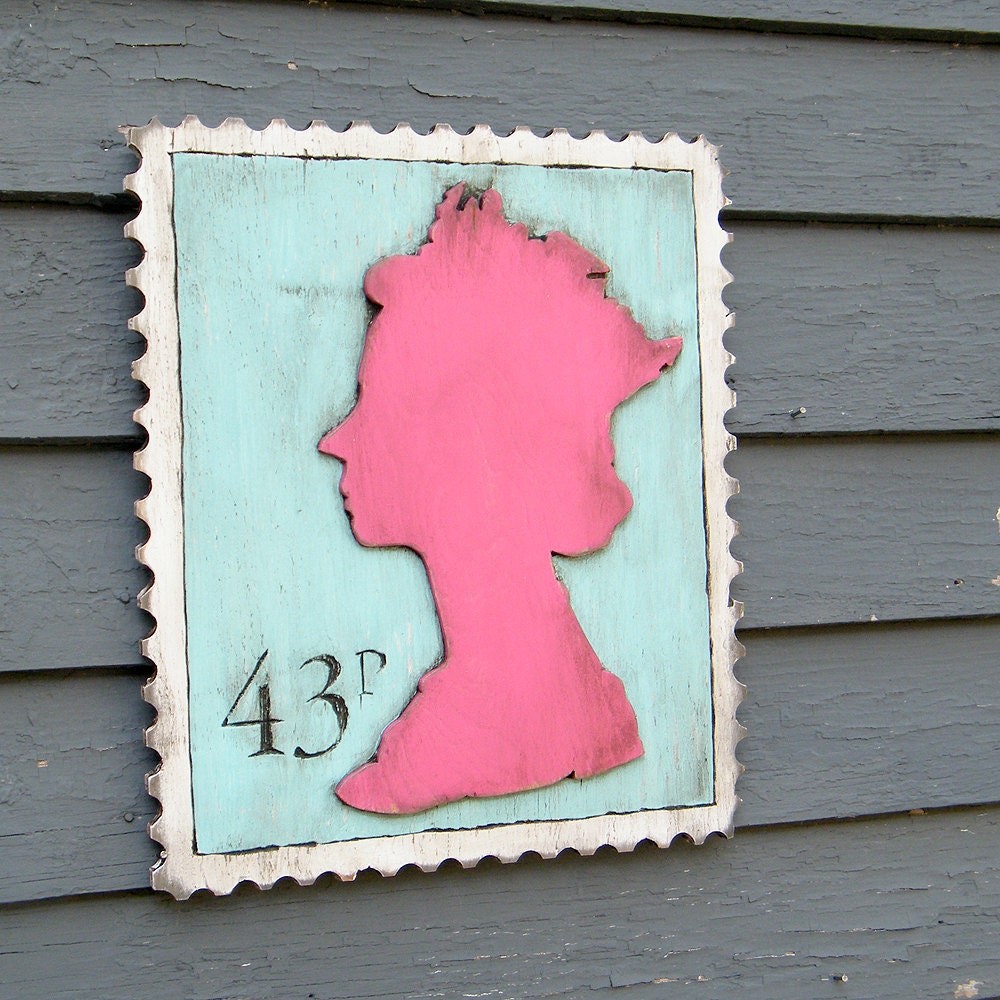 Queen Wall Art Queen Elizabeth Stamp Sign London England Jubilee