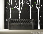 Trees Wall Decal Office Wall Decal Wall Sticker Birch Tree Decal - 4 Super Birch Trees(102inch H)- Designed by Pop Decors