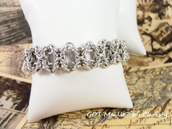 Bracelet - Chainmaille Cuff -  Byzantine - Olivia - Chainmaille - Chain Mail