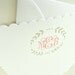 Classic Monogram Scalloped Card: peony