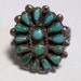 Vintage Sterling Silver, Turquoise Cluster Ring Hand Made Navajo Silver Work size 10