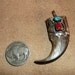 Beautiful XL Vintage Genuine Bear Claw Sterling Silver Pendant w/ Turquoise & Coral