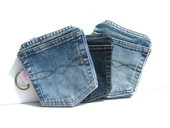 Denim Pockets Wallet with zipper for iPhone. MADE TO ORDER Men Women. homesteading Eco Fashion upcycled repurposed. Fall/Winter Fashion