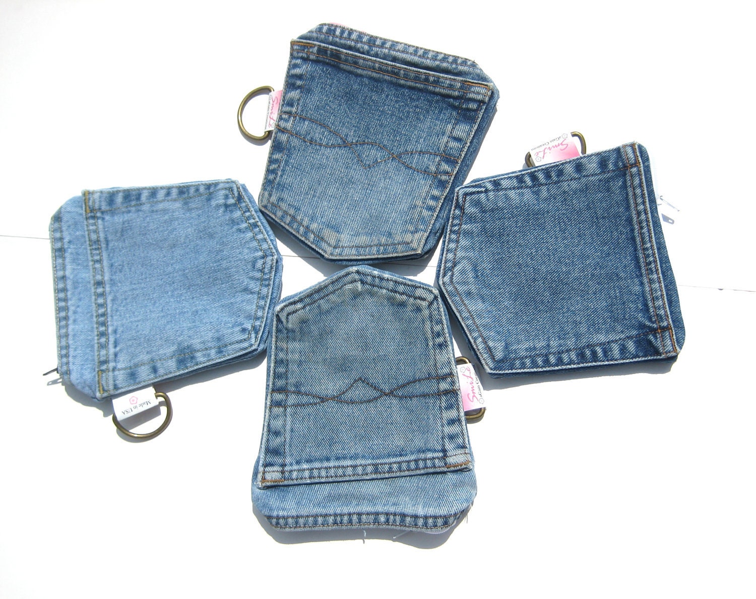 Denim Pockets Wallet with zipper for iPhone. MADE TO ORDER Men Women. homesteading Eco Fashion upcycled repurposed. Fall/Winter Fashion