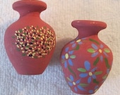 Doll House Miniature Handmade Decorative Wood Planter/Urn Set Of 2