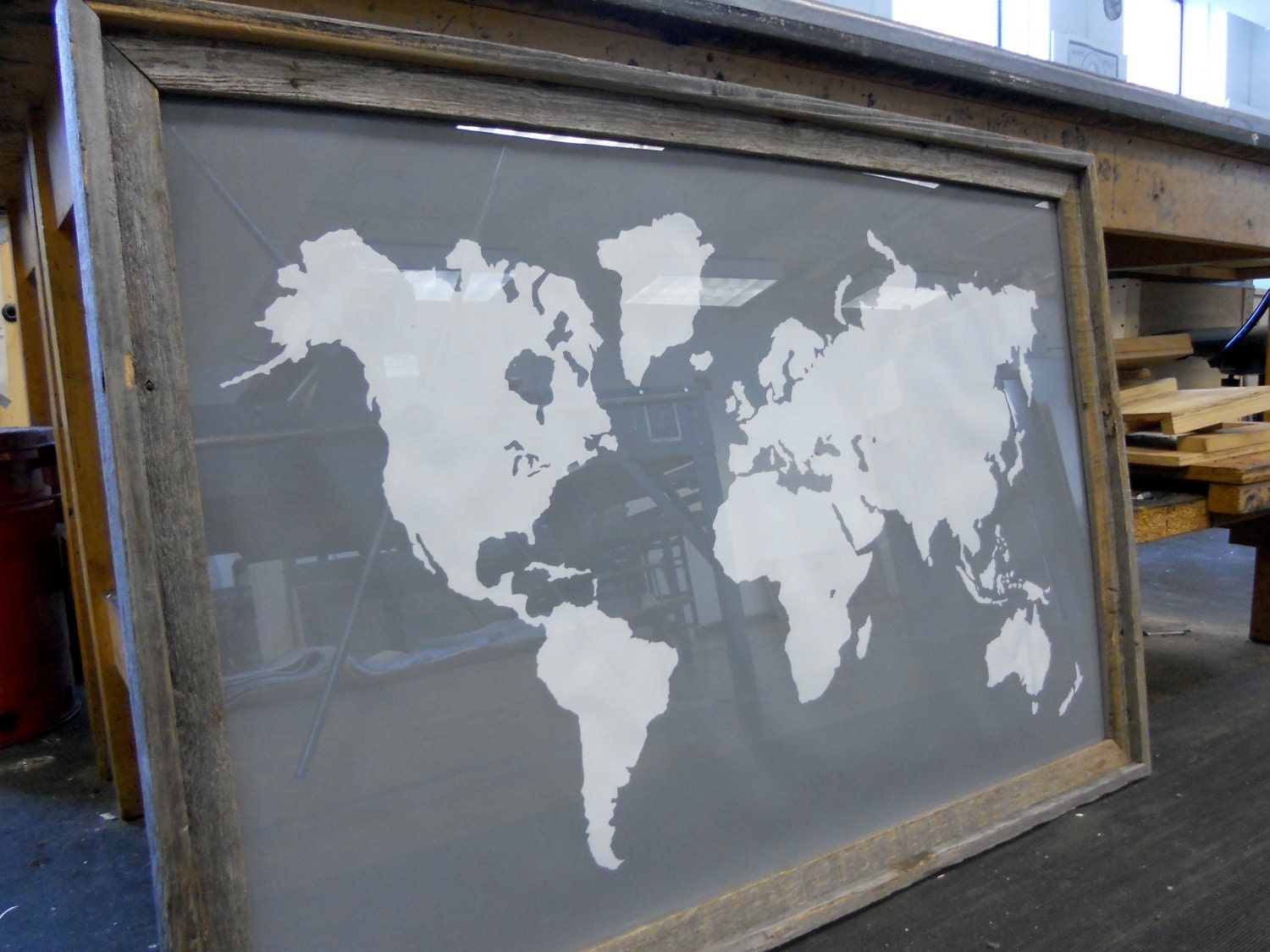 Giant Modern World Map Print Poster - 24x36 - Gray and White