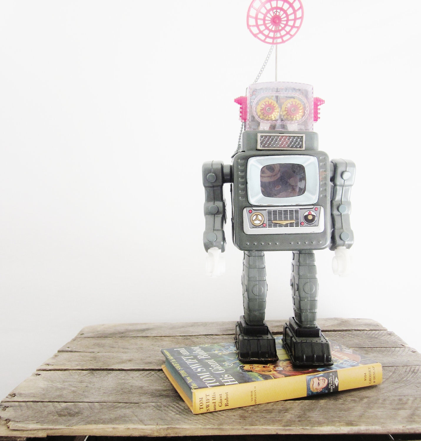 Vintage Toy Tin Robot Alps Television Man 1950 Space Rocket Industrial Mid Century Steampunk Sci Fi Geekery Techie
