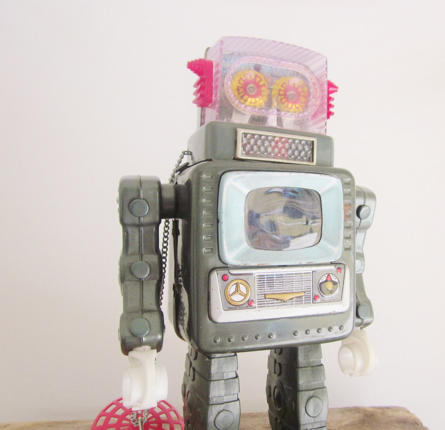 Vintage Toy Tin Robot Alps Television Man 1950 Space Rocket Industrial Mid Century Steampunk Sci Fi Geekery Techie
