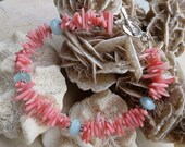 Coral, Amazonite and Sterling Silver Bracelet