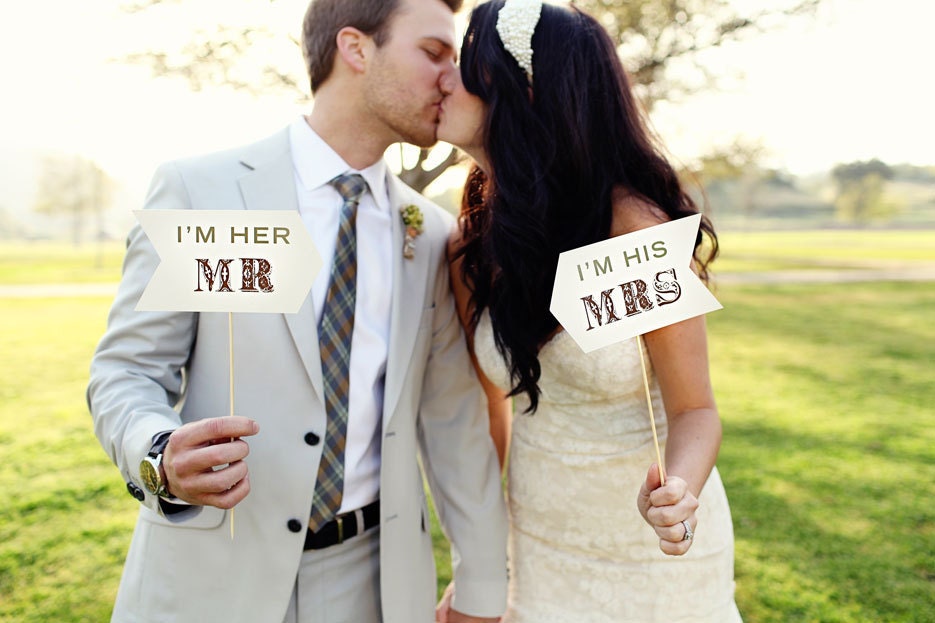 I'm His Mrs I'm Her Mr Signs - Photo Prop - Rustic