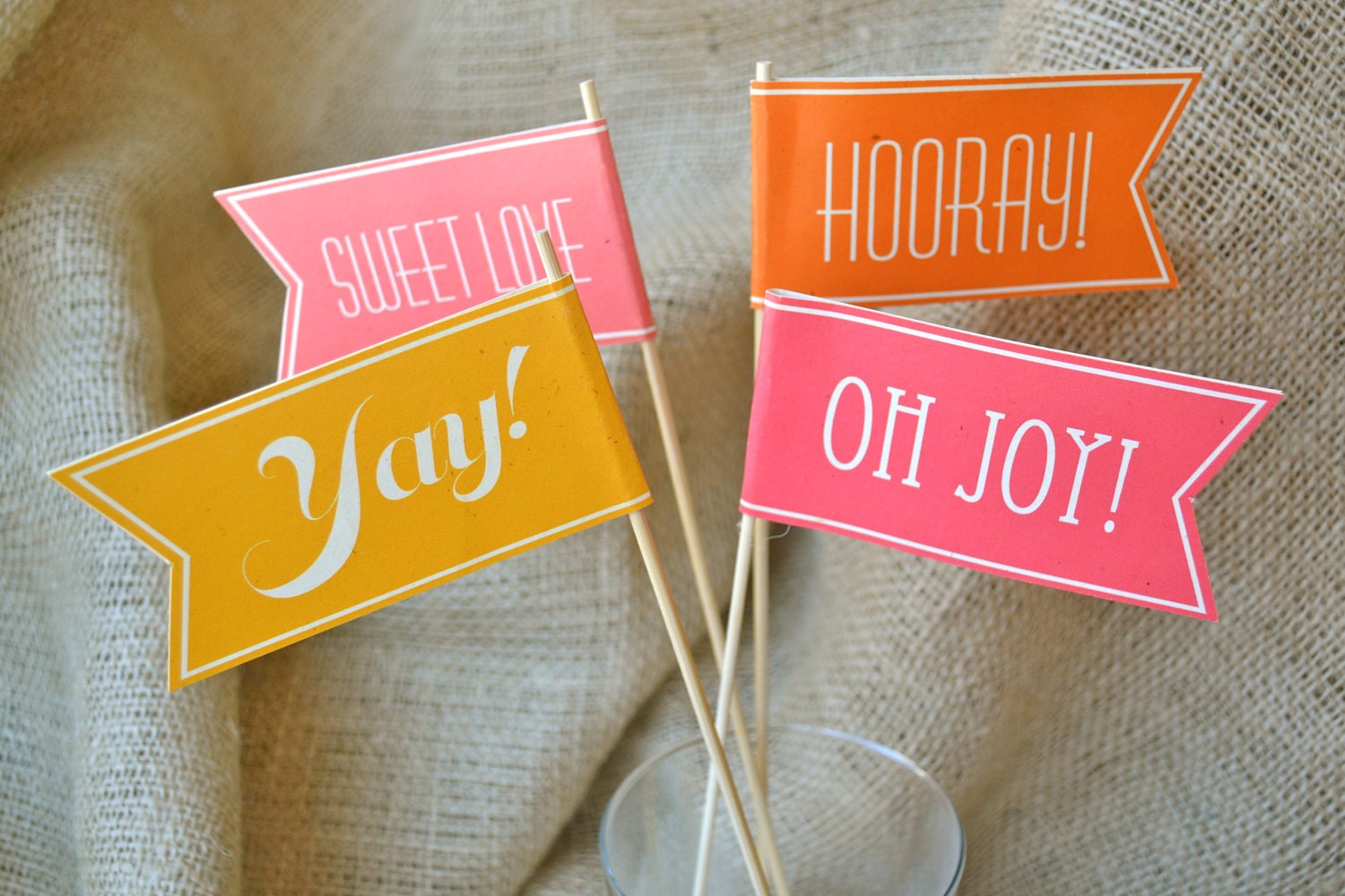 50 Colored "Piped Edges" Custom Celebratory Paper Flags