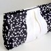 Ribbon Clutch in Black and White Taffeta Polka Dots