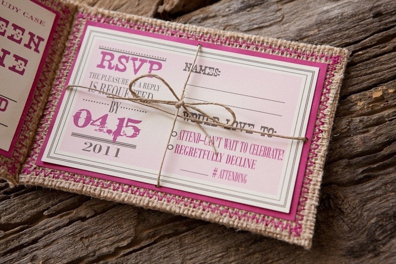 Rustic Burlap Wedding Invitations