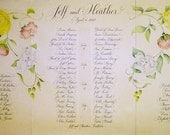 Seating Chart.  Calligraphy and Custom Art painted to match your wedding theme.