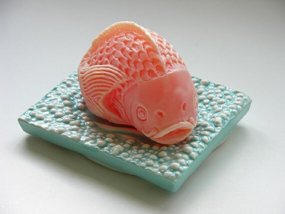 Koi Fish Soap on Ceramic Dish