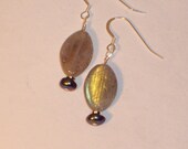 Labradorite and peacock pearl earring