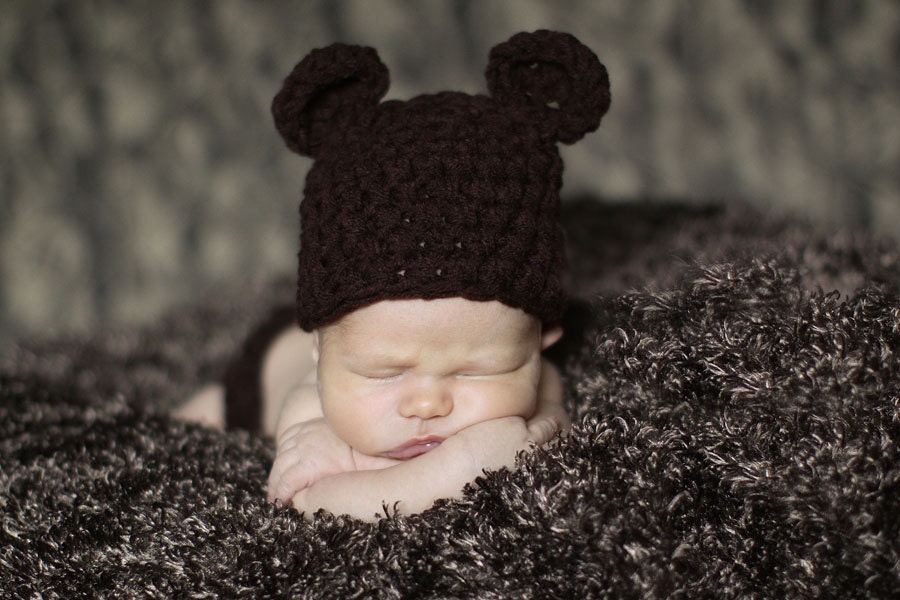 Newborn 0-3 Month Mos Bear Hat Baby Photo Studio Prop Brown Blue Pink White Tan and More Toddler