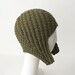 Herringbone Rib Aviator Earflap Hat in Moss Heather Green