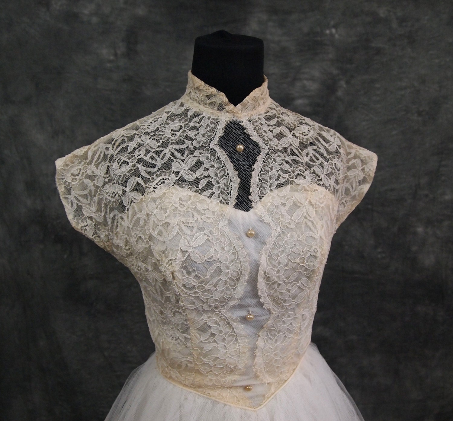 Ivory Lace Vintage Wedding Dress, xs, 40s