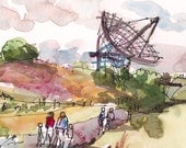 Stanford Dish Palo Alto California - 8x10 print from an original watercolor sketch