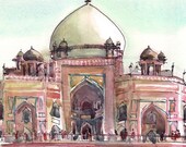 India Monument sketch, Gift for traveler, world traveler- 8x10 print from an original watercolor sketch