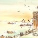 India, Varanasi, Afternoon Light on the River, watercolor sketch in warm tones 8x10 print for the world traveler
