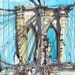Brooklyn Bridge New York sketch watercolor sketch in blue, yellow and grey - 8x10 art print from an original watercolor sketch