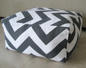 More Colors - Sqaure Pouf Floor Pillow Charcoal White Zig Zag Chevron