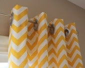 Pair of Designer Custom Curtain Panels 50 x 108 Yellow White Zig Zag Chevron with Grommets