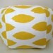 18" Ottoman Pouf Floor Pillow Yellow White Ikat
