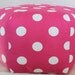 24" Ottoman Pouf Floor Pillow Hot Pink Polka Dot Oxygen White