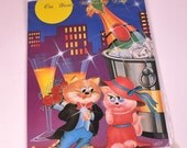 LARGE Vintage 80s 'On Your Wedding Day' Cats Greetings Card - Unused