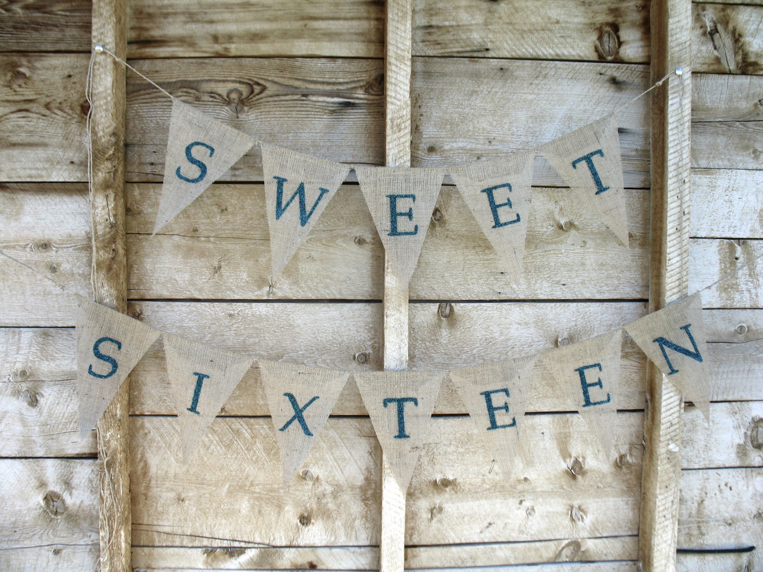 Sweet Sixteen Birthday Banner, burlap, bunting, photo prop