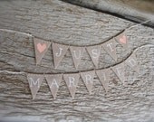 Just Married Wedding Cake Topper Banner in tea dyed cotton