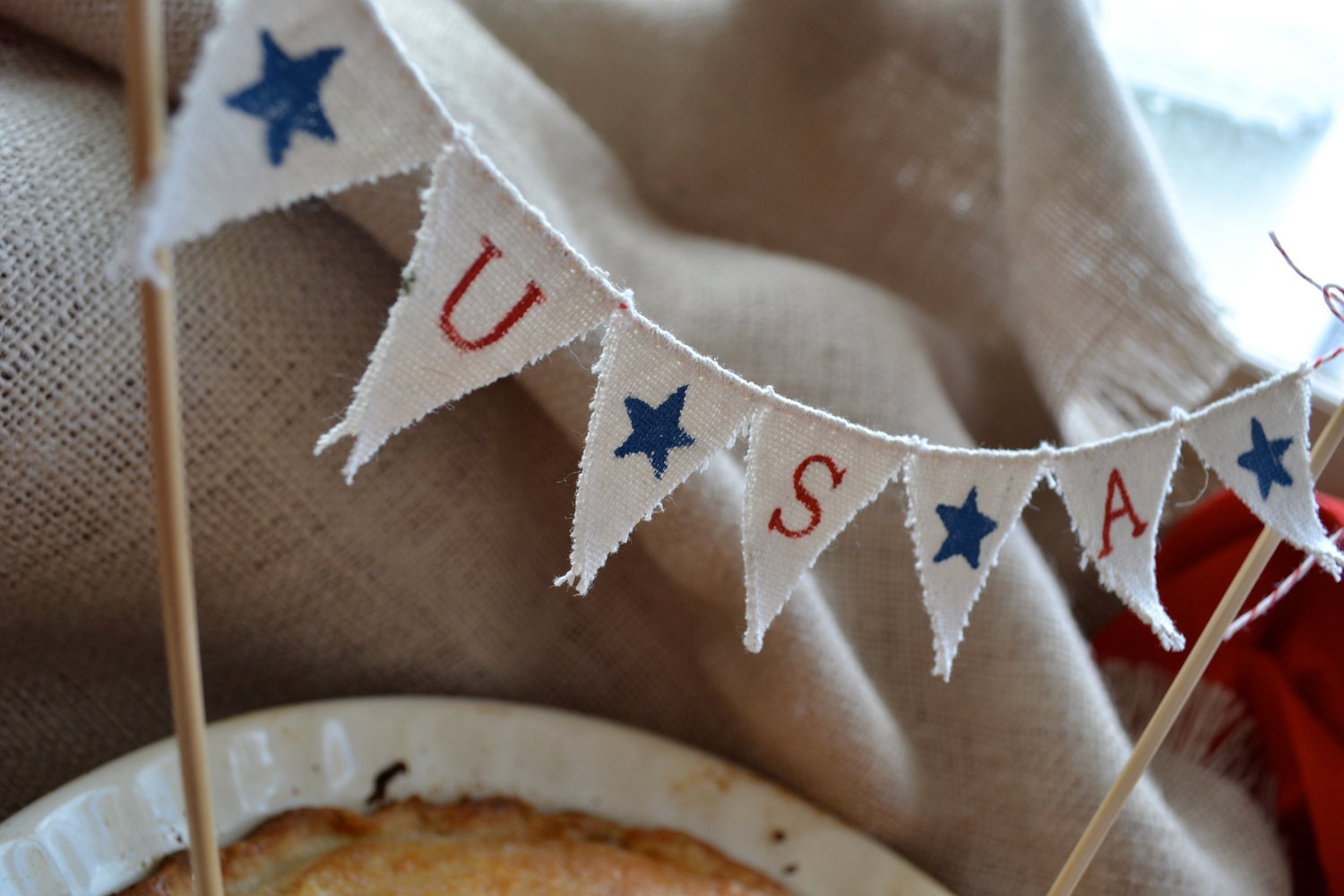 4th of July Baker Banner (in white cotton)