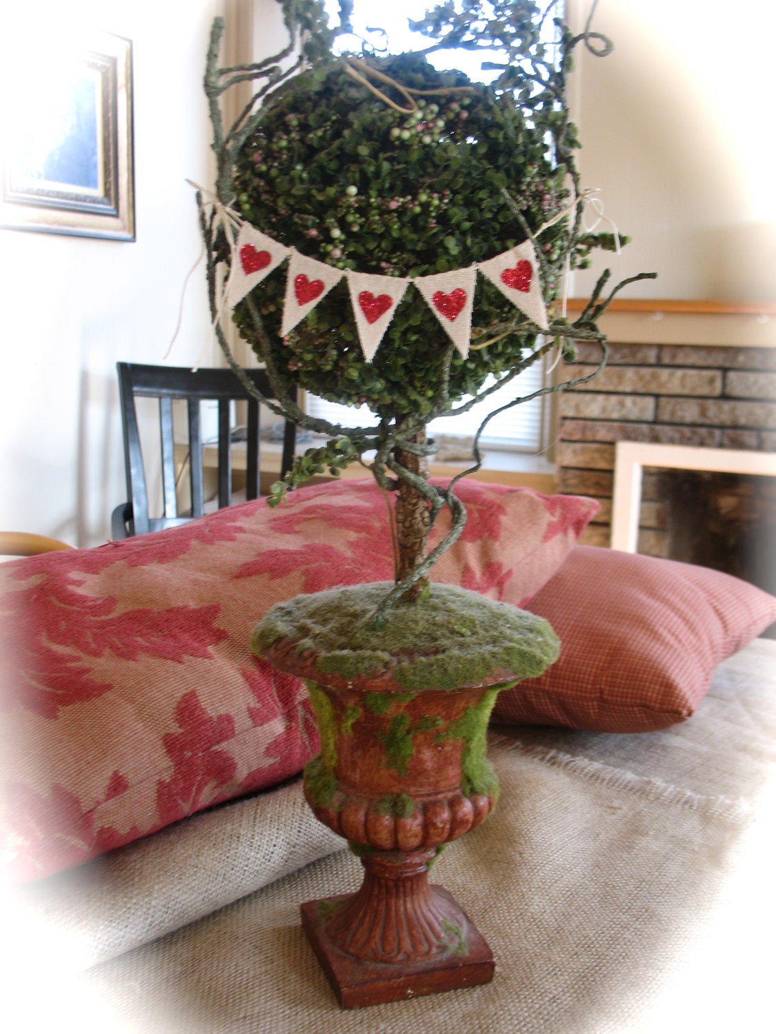 Valentine cake bunting, red heart glittter cake topper, cake bunting,