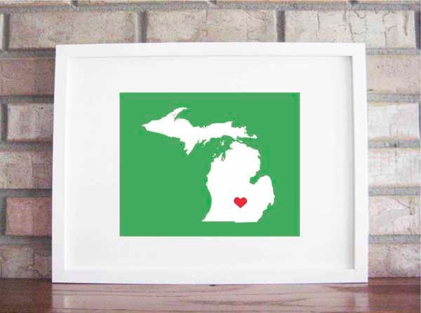 Customize Your Home Is Where The Heart Is - Michigan 8x10