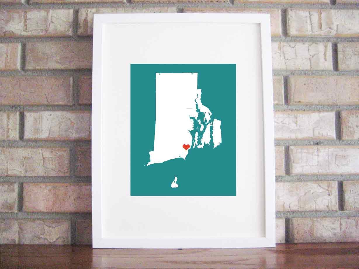 Customize Your Home Is Where The Heart Is - Rhode Island 8x10