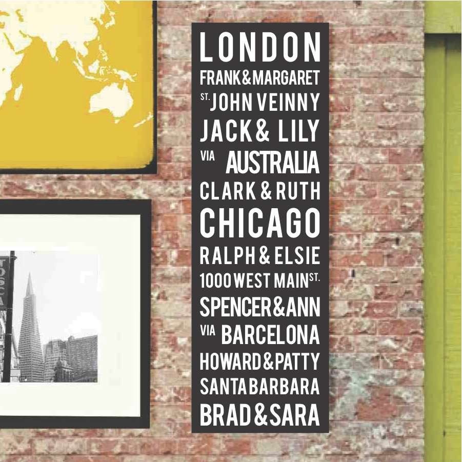 YOUR Modern Family Tree Canvas Bus Scroll. Genealogy Tram Roll. Personalized for you. 12 x 36