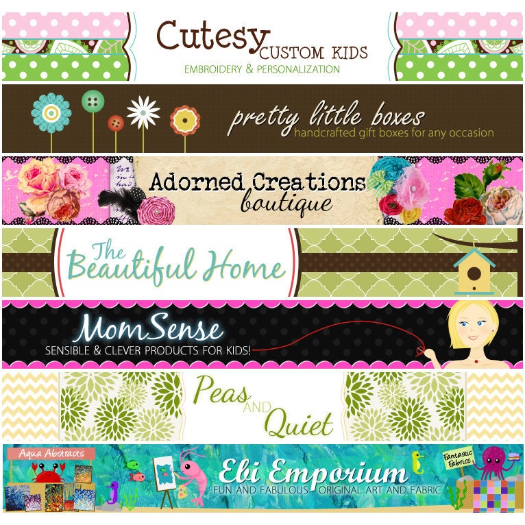 Etsy Banner - Custom Etsy Banner Shop Set - 10 pieces - banners, avatars, listing images, original, one-of-a-kind