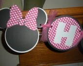 Minnie Mouse Birthday Banner Hot Pink Matching Pom Poms Available