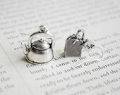 Tea Pot & Bag, Tea Lover Earrings, Nickel Free Hooks