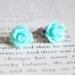 Turquoise Rose Earrings, Nickel Free Studs - Mint Green Flowers