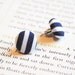 Nautical Button Earrings, Navy & White Stripe - Hello Sailor