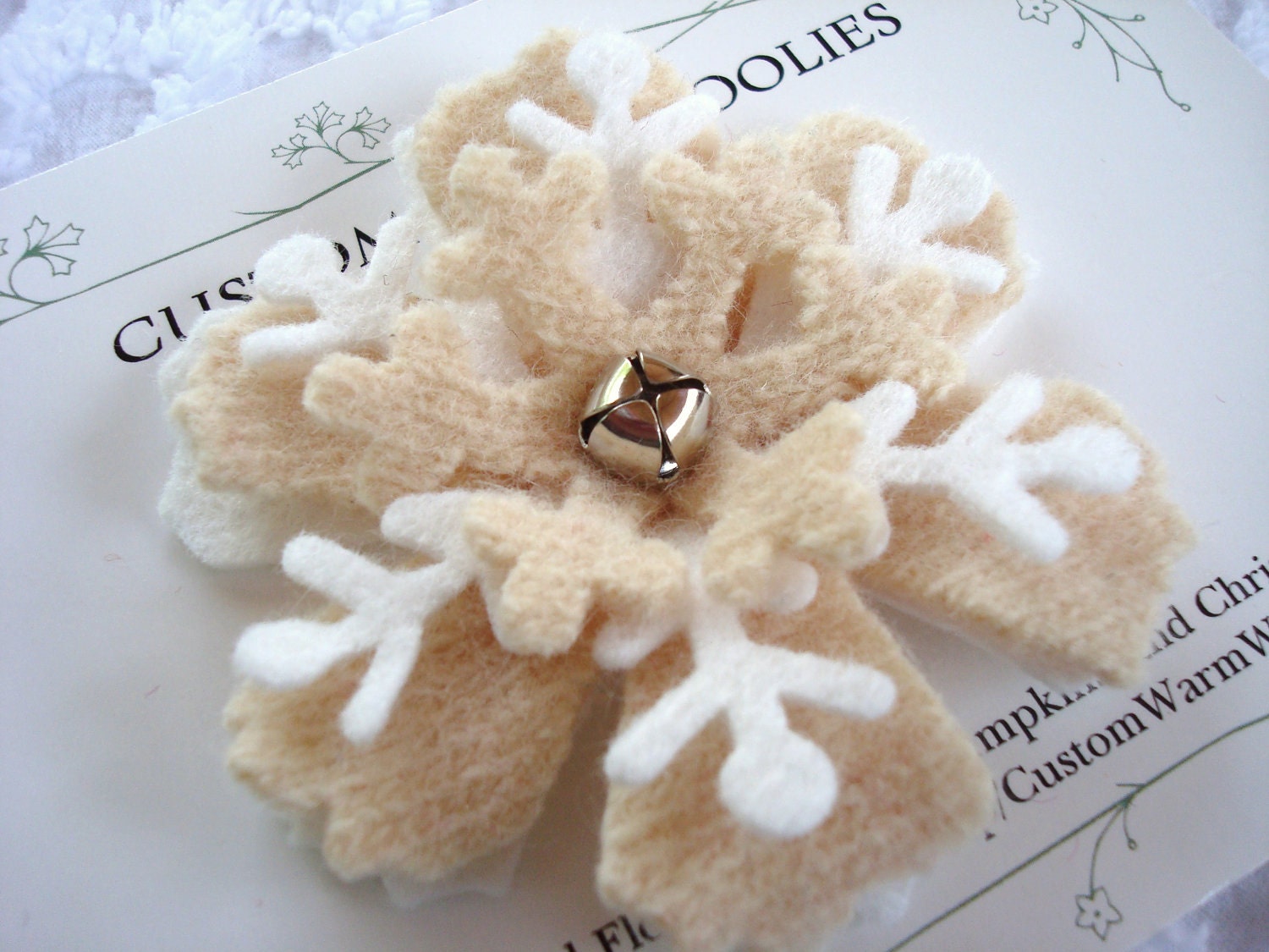 FELTED SNOWFLAKE BROOCH Pin Felt  Flower Wedding Favors Bridal Shower Party Favors Gift Bagged Winter Holiday Christmas