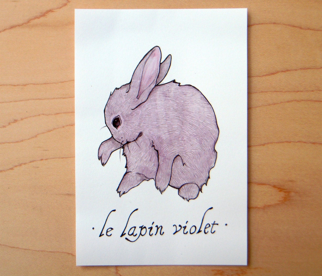 Le Lapin Violet- Mini Archival Print